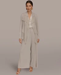Donna Karan New York Women's Mixed Media Collared Neck Jacket