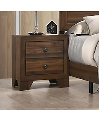Rainsken Modern Storage Nightstands for Bedroom, Wood Side Bed Table with 2 Drawers and Metal Handles for Apartment