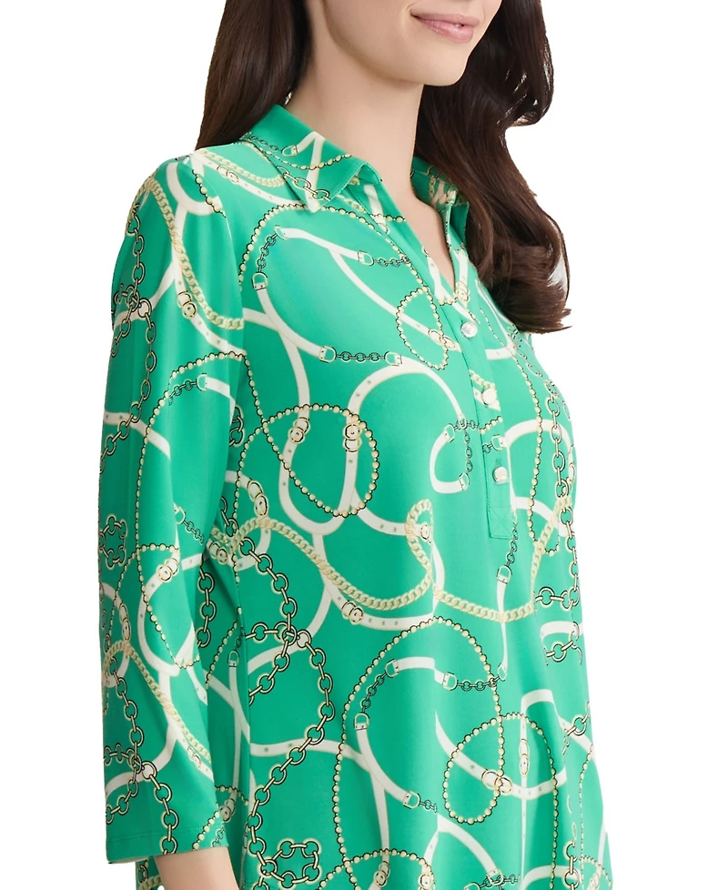 Jones New York Women's Tie Cuff Collared Top