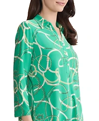 Jones New York Women's Tie Cuff Collared Top