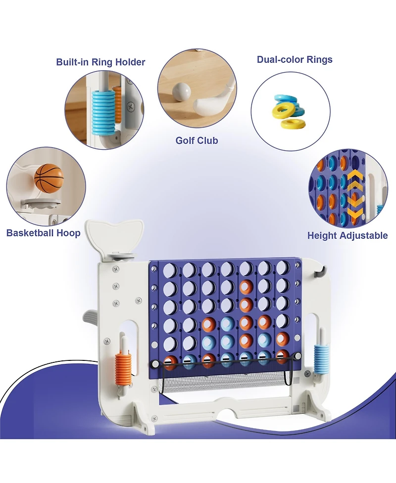 Flynama 4-in-1 Giant Outdoor Game Set – Jumbo Connect 4, Basketball, Ring Toss & Golf for Kids & Adults