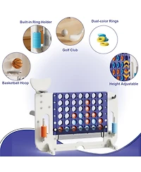 Flynama 4-in-1 Giant Outdoor Game Set – Jumbo Connect 4, Basketball, Ring Toss & Golf for Kids & Adults