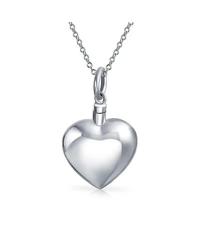 Bling Jewelry Puff Heart Locket Pendant Memorial Jewelry Necklace For Ashes Sterling Silver