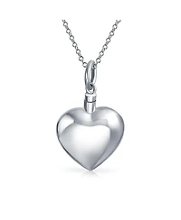 Bling Jewelry Puff Heart Locket Pendant Memorial Jewelry Necklace For Ashes Sterling Silver