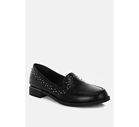London Rag Womens Gonia Studded Faux Leather Loafers