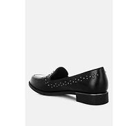 London Rag Womens Gonia Studded Faux Leather Loafers
