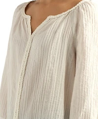 Bcx Juniors' Textured Scoop Neck Peasant Top