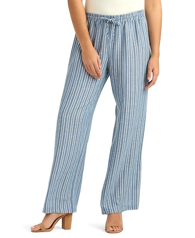 Bcx Juniors' Striped Wide-Leg Pull-On Pants