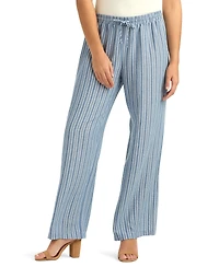 Bcx Juniors' Striped Wide-Leg Pull-On Pants