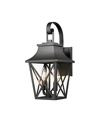 Flynama Black Outdoor Wall Lantern, 2-Light Waterproof Modern Sconce with Glass (1-Pack)