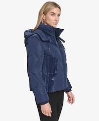Andrew Marc Women's Tayte Mixed Media Hooded Puffer Jacket