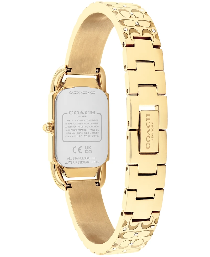 Coach Women's Cadie Signature C Gold-Tone Stainless Steel Bangle Watch, 28.5 x 17.5mm