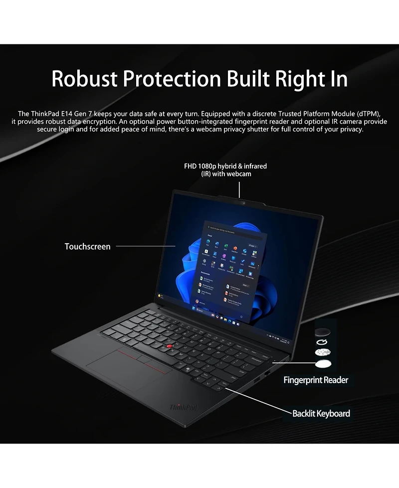 Lenovo ThinkPad E14 14" Traditional Laptop Intel Core 7 32GB Ram Intel Graphics 1TB Ssd Storage Windows 11 Pro 60Hz - Black