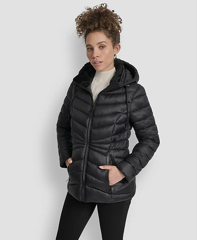 Dkny Women's Stand Collar Zipper-Front Coat