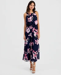 Robbie Bee Petite Halter Floral Print Sleeveless Maxi Dress