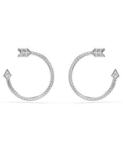 Swarovski Mixed Cuts, Arrow, White, Rhodium Plated Idyllia Hoop Earrings