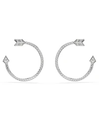 Swarovski Mixed Cuts, Arrow, White, Rhodium Plated Idyllia Hoop Earrings