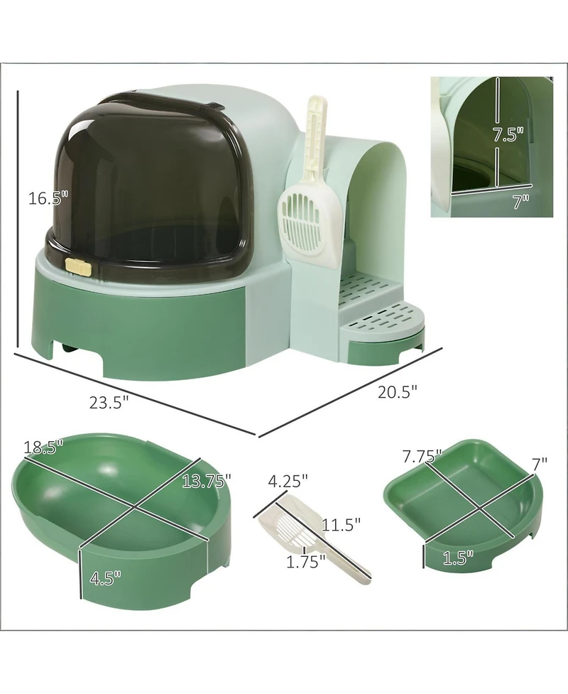 Aostirmotor Covered Cat Litter Box in Green
