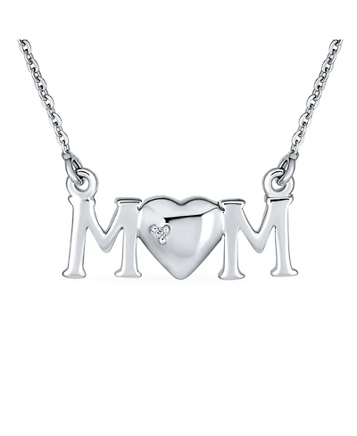 Bling Jewelry Inspirational Message Words Mom Heart Pendant Mother Necklace Sterling Silver