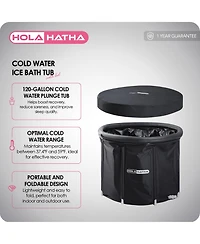 HolaHatha 120 Gal Cold Water Ice Bath Tub, Portable Plunge Recovery Tub with Lid