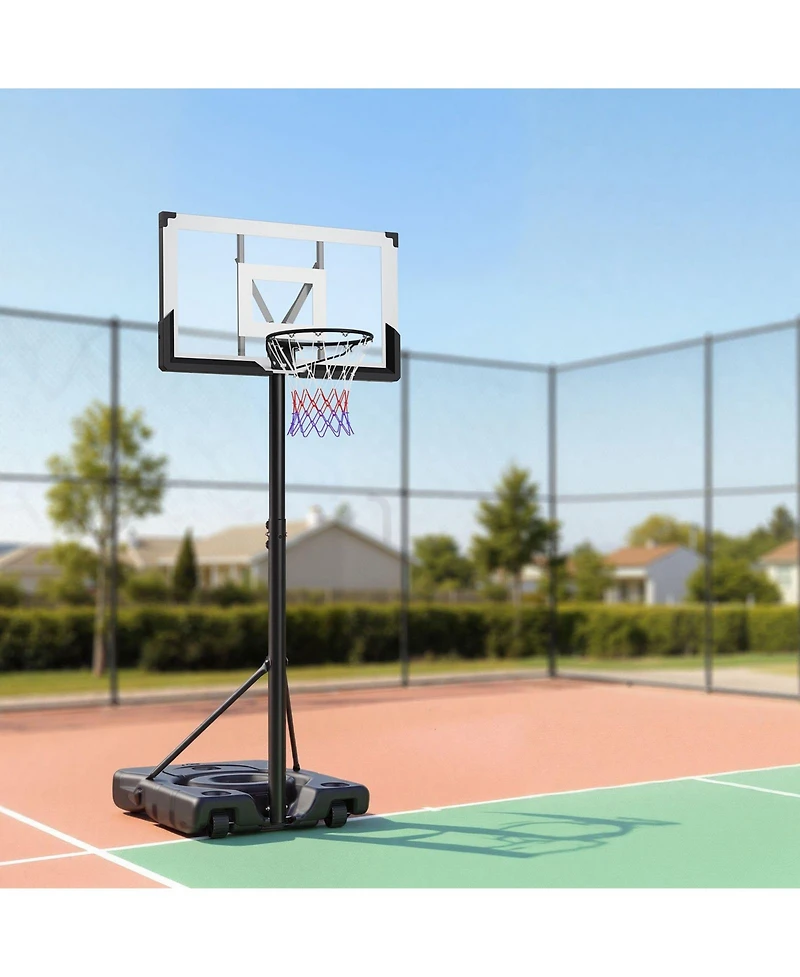 Mecale Portable Basketball Hoop, 10 ft Height Adjustable Stand with 48" Pc Backboard, Rolling Wheels, Outdoor Goal System