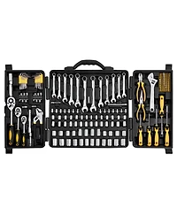 Mecale 207-Piece Mechanics Tool Set, 1/4" 3/8" 1/2" Drive Sae & Metric Sockets, Wrenches, Bits & Case, Auto Repair Kit