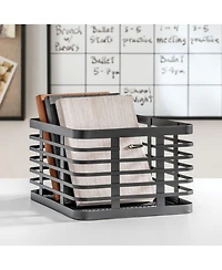 mDesign Metal Pantry Basket with Handles - Set of 2 - Matte Black