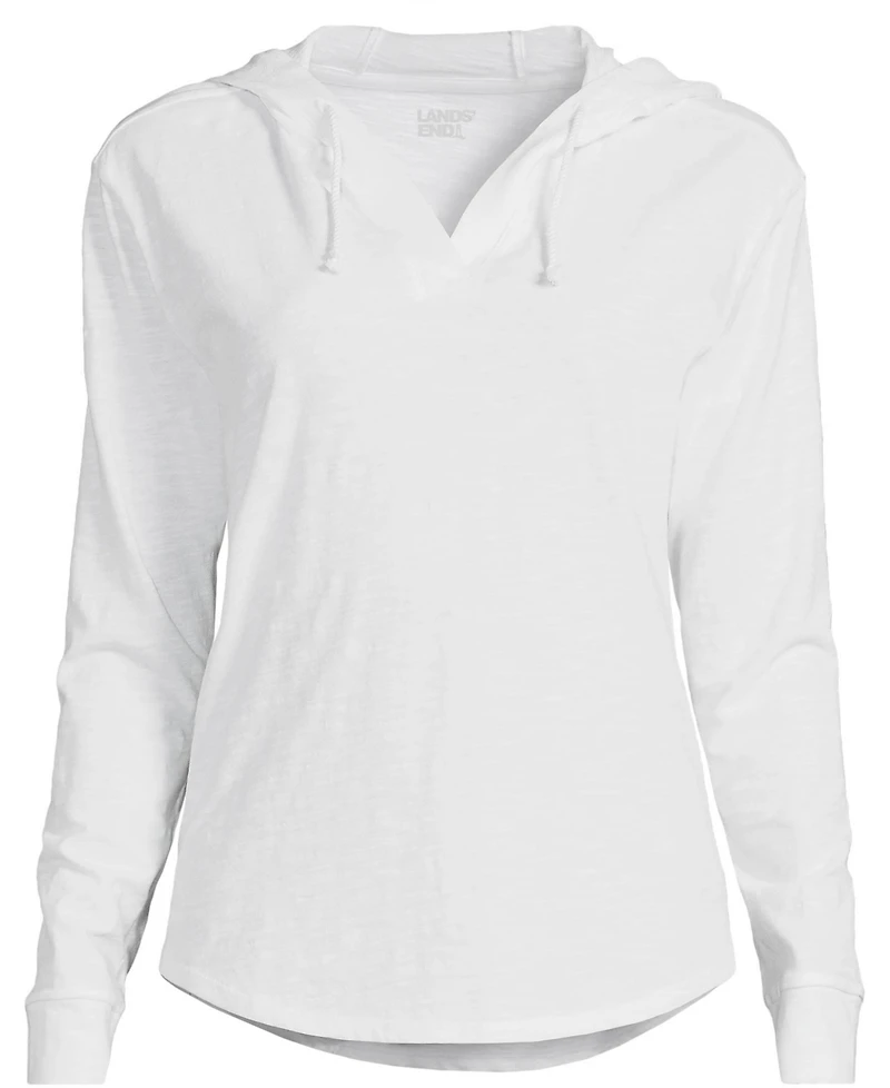 Lands' End Women's Plus Long Sleeve Slub Hooded Popover