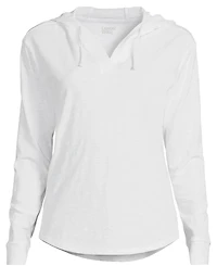 Lands' End Women's Plus Long Sleeve Slub Hooded Popover
