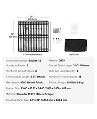 Cozito Dog Playpen, 8-Panel Foldable Metal Exercise Pen w/ Top Cover, 24 in H, Puppy Fence w/ Ground Stakes, Indoor/Outdoor