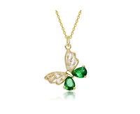 Rachel Glauber Sparkling 14K Gold Plated Cz Butterfly Pendant Necklace
