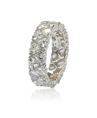 Suzy Levian Sterling Silver Cubic Zirconia Heart Cluster White Eternity Band