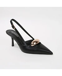 Berness Eltha Slingback Heels with Metallic Dome Accent