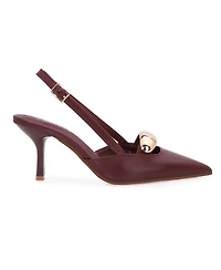 Berness Eltha Slingback Heels with Metallic Dome Accent