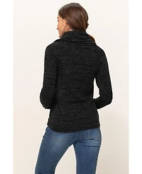 Hello Miz Maternity Cowl Neck Long Sleeve Knit Sweater