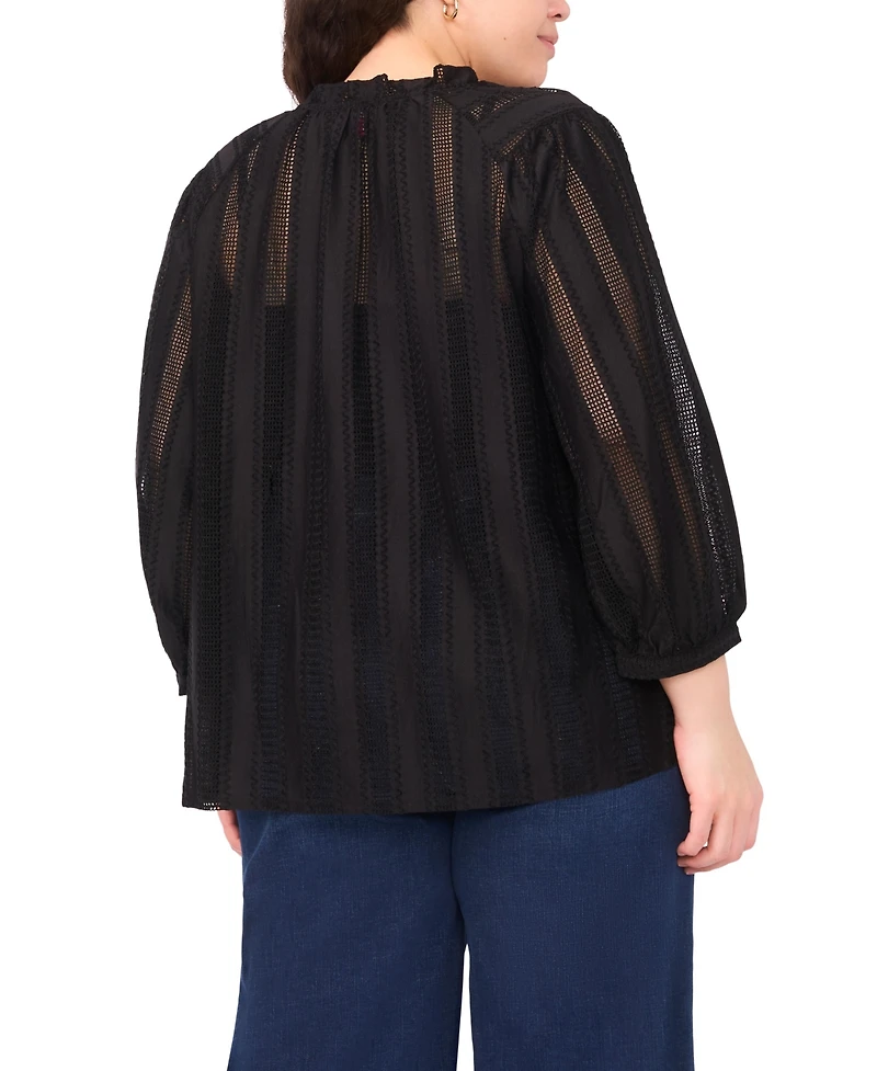 Vince Camuto Plus Split Neck Peasant Blouse