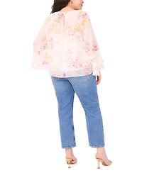 Vince Camuto Plus Crew Neck Printed Top