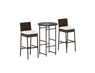 Slickblue Patio Metal Bar Table Set with 2 Barstools, 3 Pieces