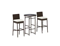Slickblue Patio Metal Bar Table Set with 2 Barstools, 3 Pieces