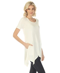 White Mark Women's Short Sleeve Swing Tunic Top