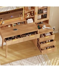 gaomon Makeup Vanity Desk With Hd Lighted Mirror and Power Outlet