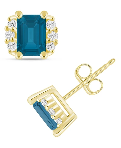 Macy's Gemstone and Diamond 1/3" Stud Earrings 10K White Gold (also Yellow Gold)