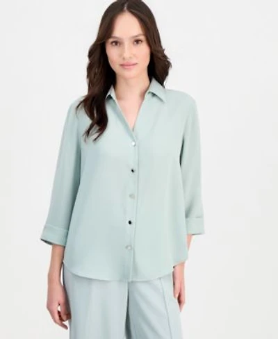 Anne Klein Essentials Petite 3 4 Sleeve Crepe Blouse