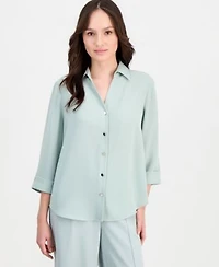 Anne Klein Essentials Petite 3 4 Sleeve Crepe Blouse