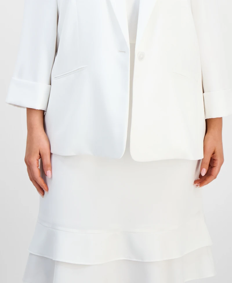 Kasper Plus One-Button Notched-Collar Blazer