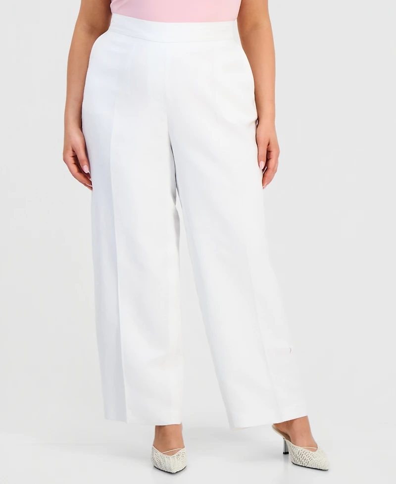 Kasper Plus Pull-On Wide-Leg Pants