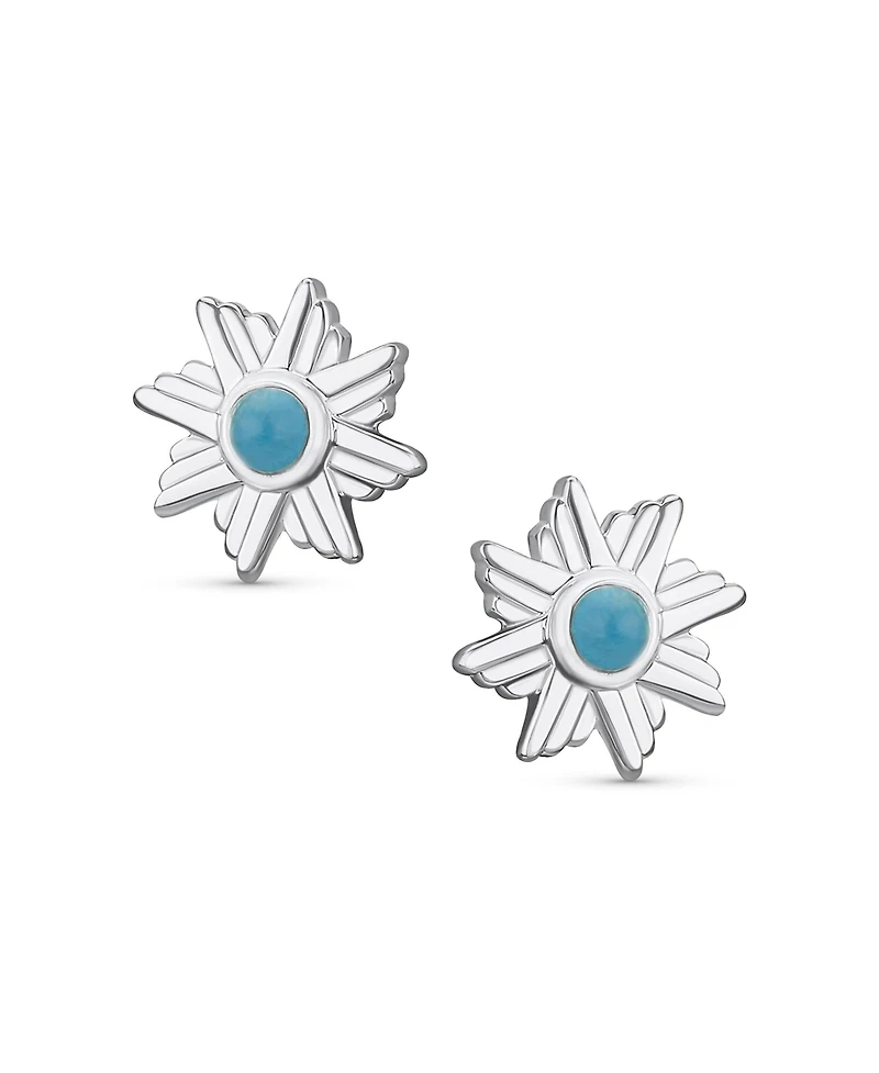 Bling Jewelry Southwestern Style Eagle Wings Turquoise Round Stud Earrings 925 Sterling Silver