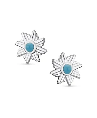 Bling Jewelry Southwestern Style Eagle Wings Turquoise Round Stud Earrings 925 Sterling Silver