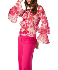 Ivonne Women's Straight Long Sleeve Blouse with Ruffles