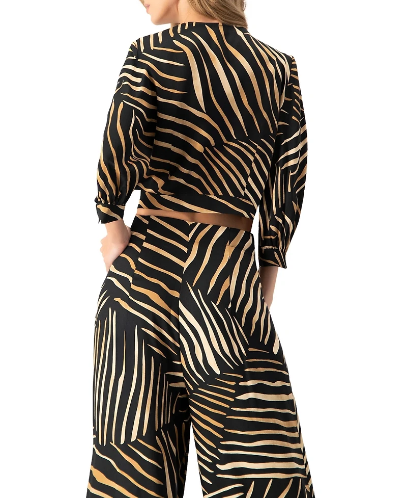 Ivonne Women's Printed Deep V-Neck Blouse